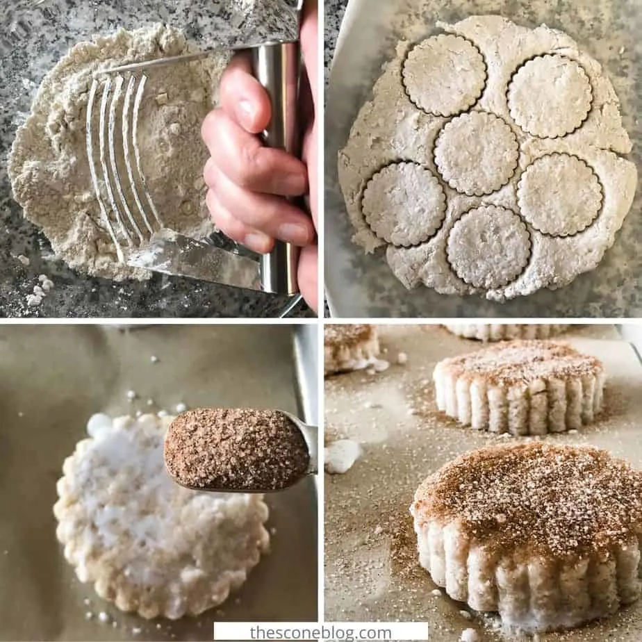 Steps for making snickerdoodle scones