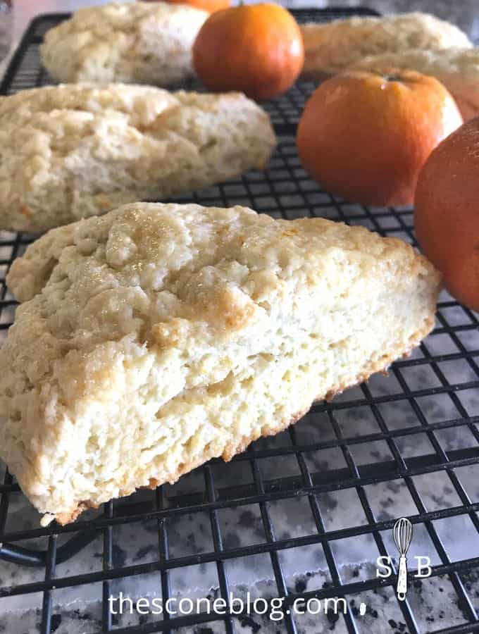 Clementine scones on cooling rack