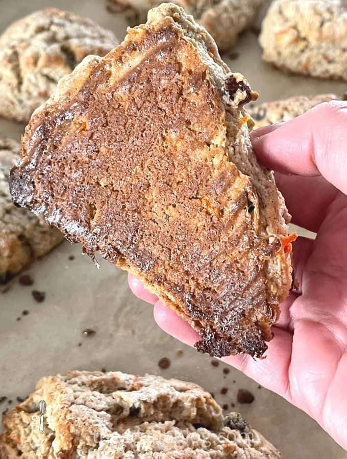 Golden brown bottom of scone