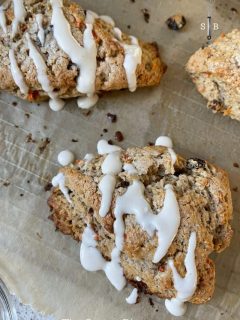 Homemade Carrot Cake Scones with Maple Cream Cheese Glaze