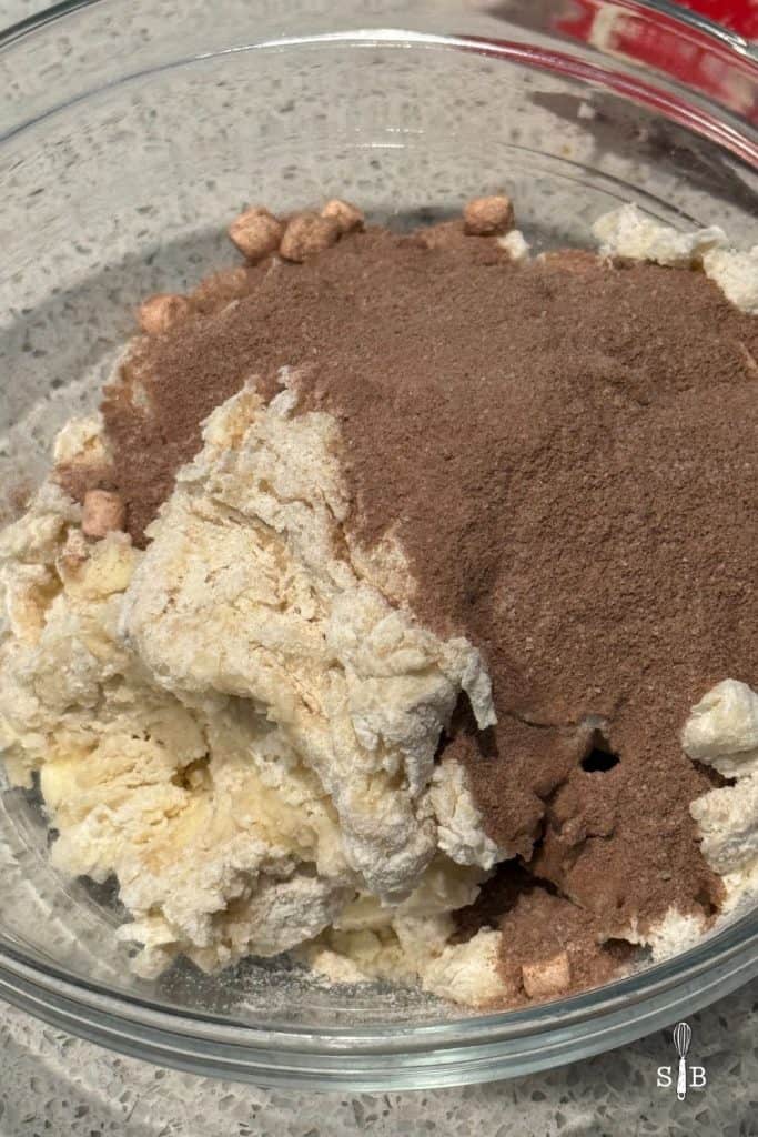 Hot chocolate mix in basic scone dough