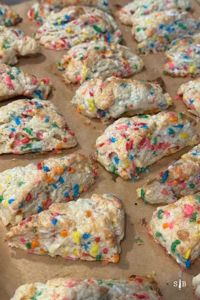 Rainbow sprinkle scones